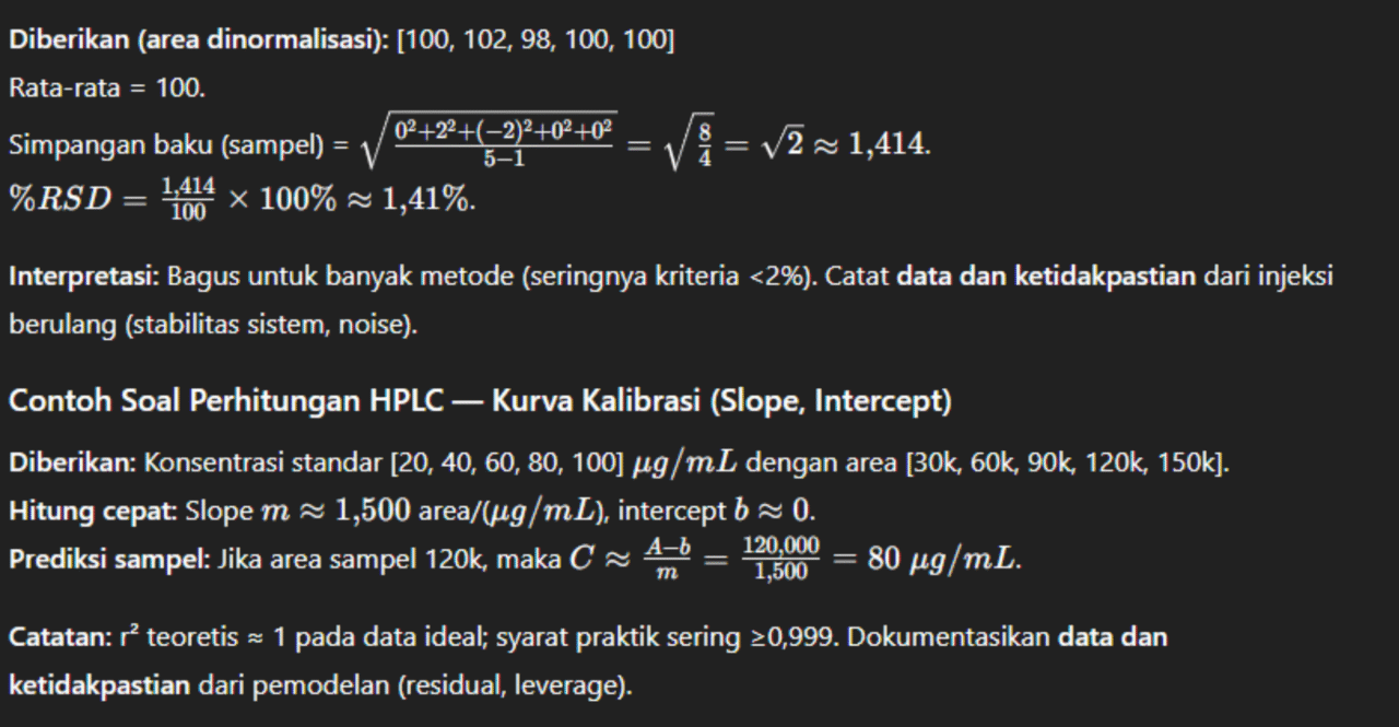 Contoh Soal Perhitungan HPLC — %RSD (Repeatability)