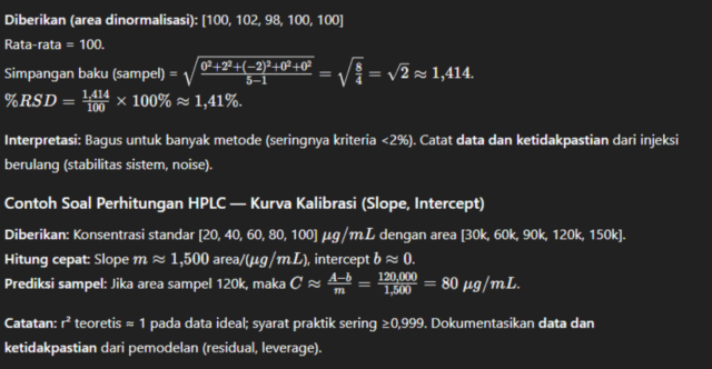 Contoh Soal Perhitungan HPLC — %RSD (Repeatability)